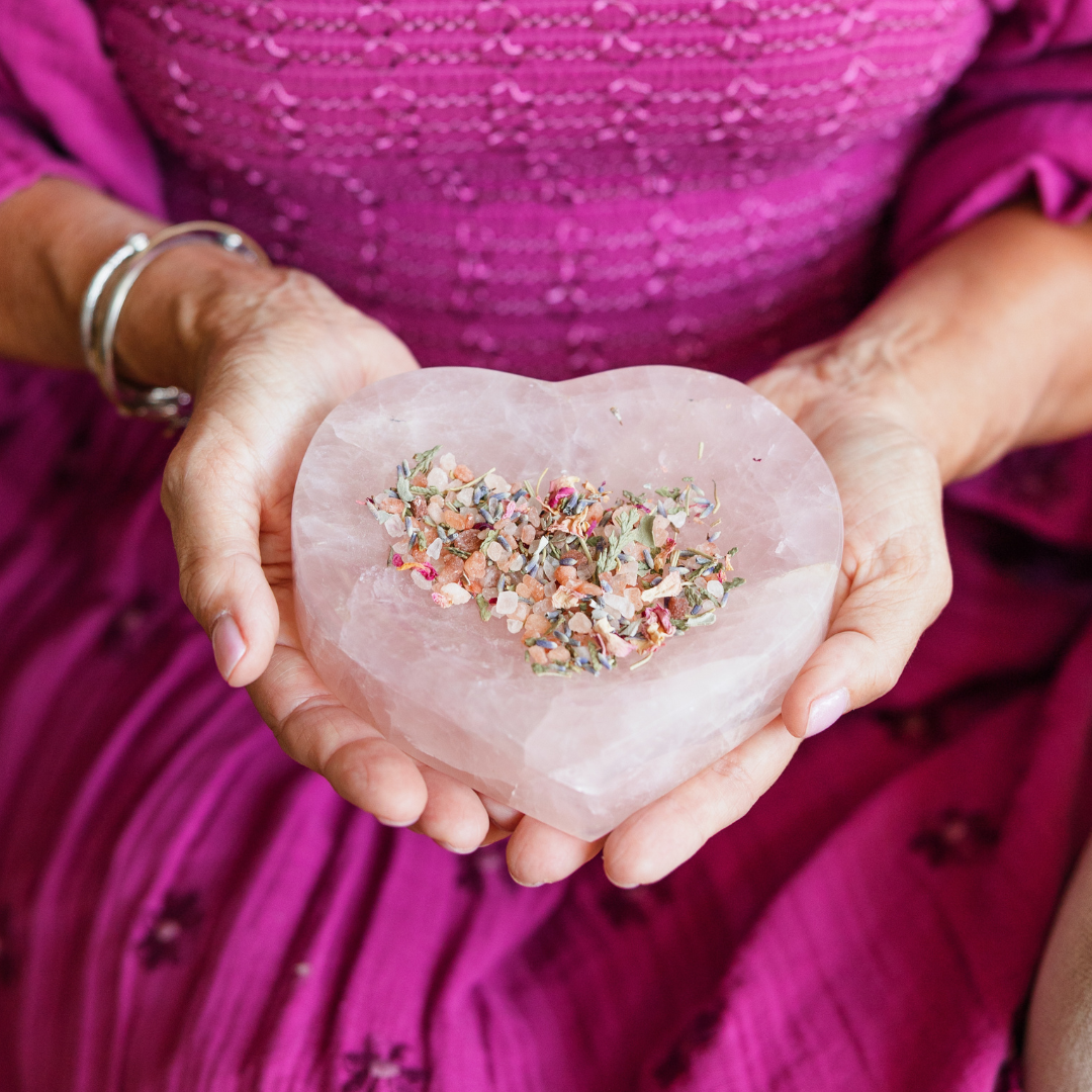 Earth alchemy with Deb holding crystal